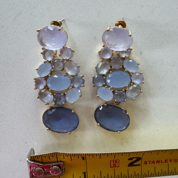 J Crew Elegant Blue and Purple Dangle Earrings *New - Picture 3 of 4